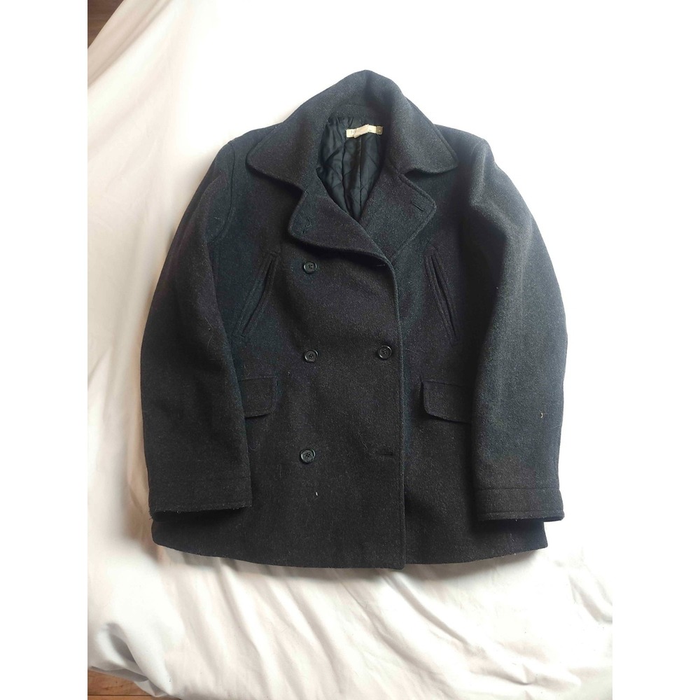 J Crew Peacoat Jacket Womens Medium Black Wool Blend Casual Outerwear Gorpcore